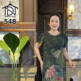 Váy đầm trung niên cho mẹ sang trọng bigsize cao cấp dự tiệc, đầm dáng suông che khuyết điểm bigsize M548 - MẪU MỚI