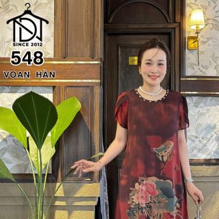 Váy đầm trung niên cho mẹ sang trọng bigsize cao cấp dự tiệc, đầm dáng suông che khuyết điểm bigsize M548 - MẪU MỚI giá sỉ