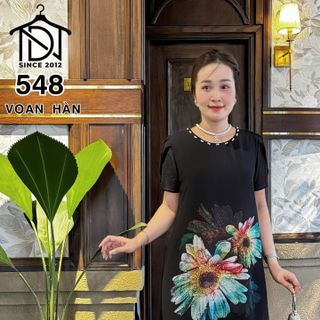 Váy đầm trung niên cho mẹ sang trọng bigsize cao cấp dự tiệc, đầm dáng suông che khuyết điểm bigsize M548 - MẪU MỚI