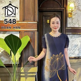 Váy đầm trung niên cho mẹ sang trọng bigsize cao cấp dự tiệc, đầm dáng suông che khuyết điểm bigsize M548 - MẪU MỚI