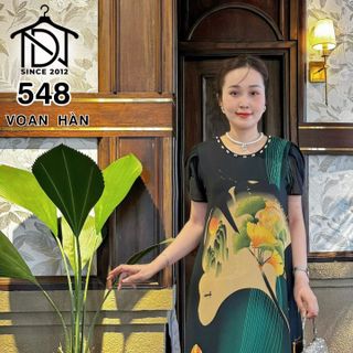 Váy đầm trung niên cho mẹ sang trọng bigsize cao cấp dự tiệc, đầm dáng suông che khuyết điểm bigsize M548 - MẪU MỚI