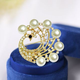 Ghim cài áo hình chim công đúng Ngọc trai nhân tạo thời trang dành cho nữ - 4cm