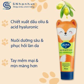 Kem tay Aura Gấu cam chiết xuất Oliu & Acid Hyaluronic