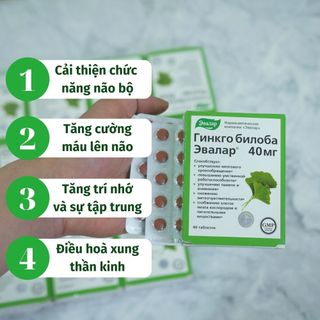 Viên uống bổ não evalar ginkgo biloba rau má nga (40 viên)
