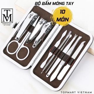 Bộ Bấm Móng Tay 10 Món Thép Ko Gỉ, Bộ Cắt Móng Tay Làm Nail
