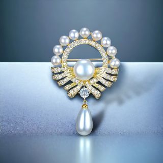 Ghim Cài Áo Hình Giọt Nước Đính Ngọc Trai Nhân Tạo Bằng Hợp Kim Cao Cấp Chống Chói Mắt Phong Cách Hàn Quốc Dành Cho Nữ - 6cm
