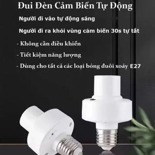 ￼Đui đèn cảm biến chuyển động tự bật tắt E27, đuôi đèn xoáy cảm ứng chuyển động radar vi sóng tiết kiệm điện giá sỉ