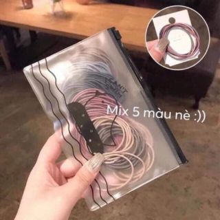 Set 100c chun buộc tóc tặng kèm túi zip [Miễn Phí Vận Chuyển khi đơn đạt giá trị tối thiểu 200k]