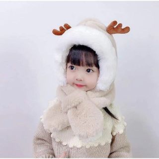 Mũ lót lông kèm khăn quàng cổ sừng hươu ngộ nghĩnh cho bé trai , bé gái