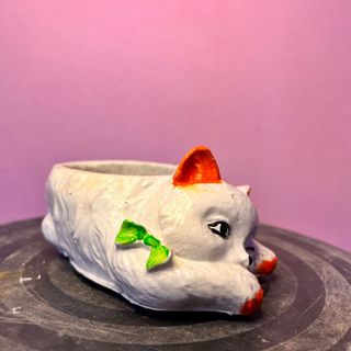 Chậu xi măng mini trồng sen đá hình mèo