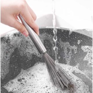 Chổi Cọ Xoong Cọ Nồi Chảo Inox 304 Đánh Bay Vết Bẩn - Rửa Chén Bát Đa Năng Có Tay Cầm Cao Cấp