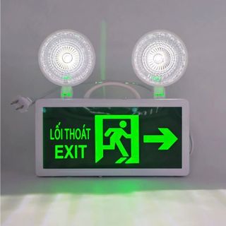Đèn chiếu sáng sự cố kết hợp đèn exit thoát hiểm 2 mặt chỉ hướng
