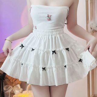 CHÂN VÁY VIỀN NHÚN ĐÍNH NƠ SỌC ĐÔI  - LÊ PHƯƠNG BOUTIQUE