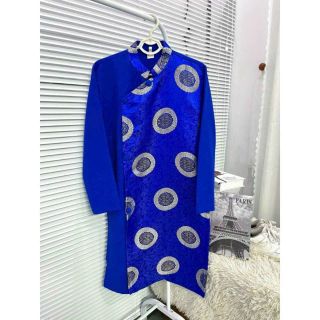 Áo dài nam Gấm thượng hải phối tuyết mưa - Đủ sz 5Xl, sẵn kho sỉ
