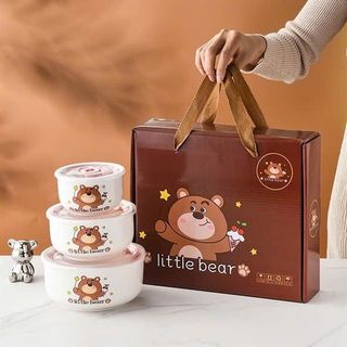 Set 3 Bát Sứ Gấu Nâu (Thùng 20 Bộ)