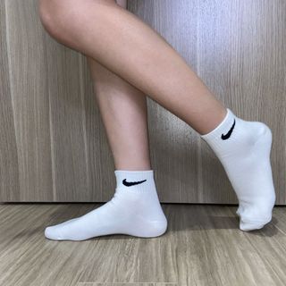 Bộ 10 đôi tất thể thao màu trắng thời trang phong cách Hàn Quốc - Cổ trung
