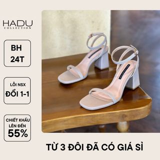 Giày sandal dây hậu gót vuông quai ngang da vân basic Hadu M7119 giá sỉ