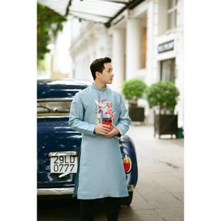 Áo dài tafta xanh Nam - Sẵn kho đủ size S - 5XL