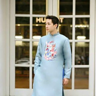 Áo dài tafta xanh Nam - Sẵn kho đủ size S - 5XL