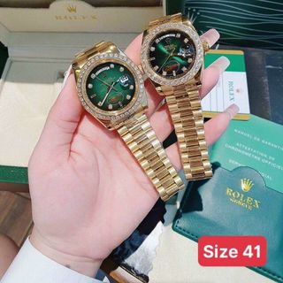 ĐỒNG HỒ NAM NỮ CAO CẤP RÔ LE MÁY CƠ MẶT SAPHIRE VIỀN ĐÁ DÂY BẠC VÀNG 1