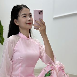 sỉ áo dài mộc trà đào hồng phấn - Sẵn kho S - 5XL