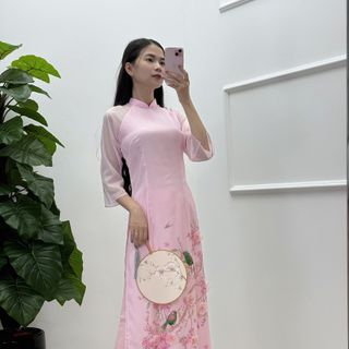 sỉ áo dài mộc trà đào hồng phấn - Sẵn kho S - 5XL