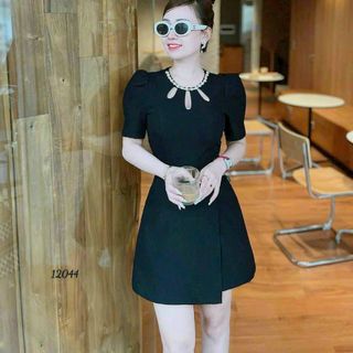 Váy dự tiệc tay ngắn dáng xoè chất liệu cotton lạnh dày dặn mềm mại che khuyết điểm tốt D02