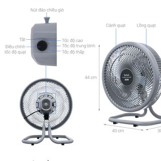 Quạt sàn Tefal TB Silence Plus VH686790 - 6 cánh quạt động cơ bạc thau - Hàng chính hãng / BH 02 năm