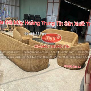 Sofa mây nhựa ngoài trời sofa dây tròn giá rẻ Hoàng Trung Tín Sản Xuất