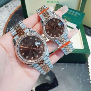 ĐỒNG HỒ NAM NỮ CAO CẤP RÔ LE MÁY CƠ MẶT SAPHIRE VIỀN ĐÁ DÂY DEMI 1
