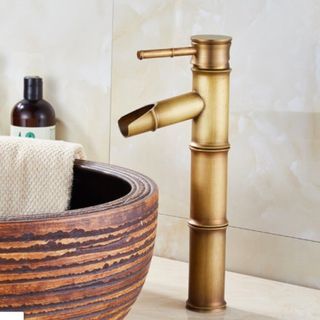 Vòi lavabo thân trúc màu đồng cổ chức năng nóng lạnh mã V30DT