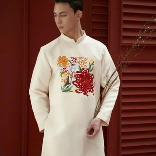 SỈ ÁO DÀI NAM MẪU CÚC BE THÊU - đủ size S - 5XL, sẵn kho
