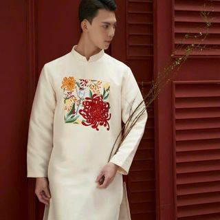 SỈ ÁO DÀI NAM MẪU CÚC BE THÊU - đủ size S - 5XL, sẵn kho giá sỉ