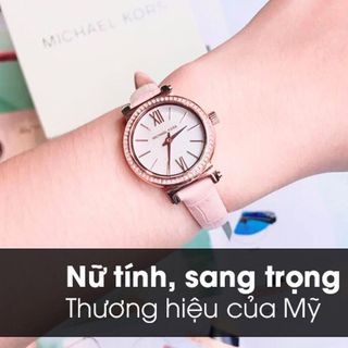 ĐỒNG HỒ NỮ CAO CẤP M KORS DÂY DA HỒNG MẶT NHỎ SIÊU XINH 6