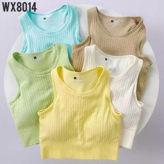 WX8014 Croptop CÓ MÚT,hàng dệt gân QC rất CC Mã mới nhất 2024 7 màu- ML - giá siêu tốt
