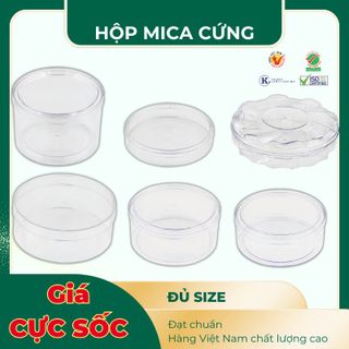 Combo 50 Hộp Nhựa Tròn Chất Liệu Mica Cứng - Đầy Đủ Kích Thước