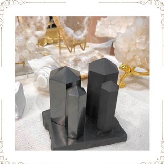 Trụ tháp Shungite Ngăn bức xạ điện từ 5G, đá thanh tẩy trong phong thủy, tarot, reiki, thiền Đánh bóng 1,5x5cm