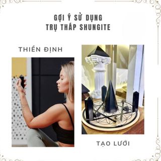Trụ tháp Shungite Ngăn bức xạ điện từ 5G, đá thanh tẩy trong phong thủy, tarot, reiki, thiền Đánh bóng 1,5x5cm