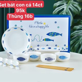 Set Chén Dĩa 14 Món Con Cá giá sỉ