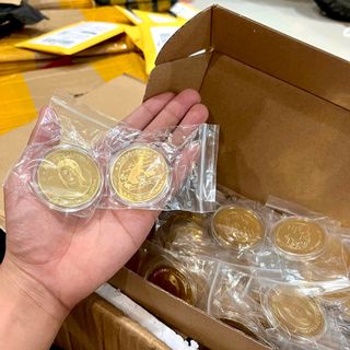 [Sỉ Rẻ Nhất] Đồng Xu Cô Võ Thị Sáu Mạ Vàng tặng kèm túi gấm Phúc- Lộc, lì xì Tết.