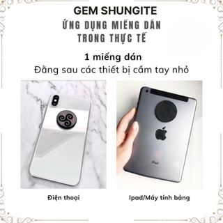 Miếng dán điện thoại chắn sóng điện từ Shungite giảm bức xạ 5G, Đá bảo vệ năng lượng Thanh tẩy tròn đánh bóng 20mm