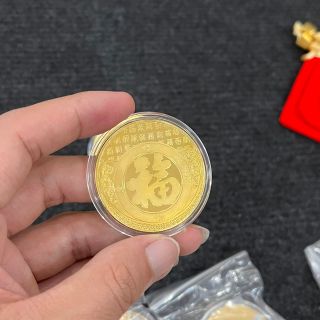 Sỉ Đồng Tiền Xu Ông Thần Tài Mạ Vàng In Màu 3D Tặng Kèm Túi Gấm Phúc - Lộc, lì xì Tết