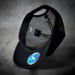 Nón Lưỡi Trai Pu.ma Đen Logo in Đỏ cap Chất Dù