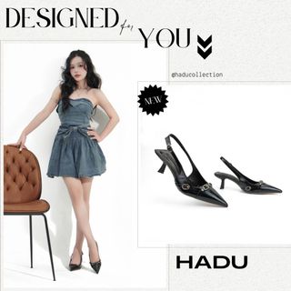 Dép Cao Gót Bít Mũi 5P Slingback HADU M5110 Mũi Nhọn Quai Hậu BH 24T