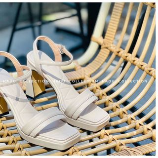 Giày Sandal Gót Vuông 9P Sườn Kép Quai Ngang ARES HADU M956 Đúp Trước 3P - BH 24 Tháng