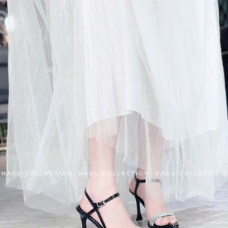 Giày sandal 9P Quai Ngang Đính Đá HADU M958 Da PU Cao Cấp Kiểu Dáng Sang Trọng Bảo Hành 24T