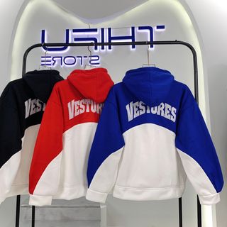 Áo hoodie phối 2 màu thêu VESTURES chất nỉ pe dày mền mịn, nón 2 lớp form rộng, cánh dơi ,nón rộng giá sỉ