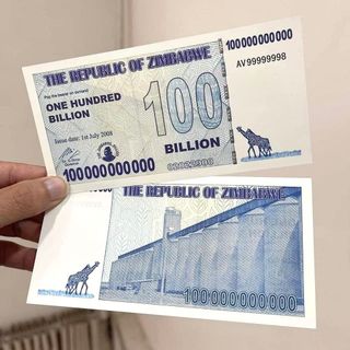 Sỉ Tiền 100 Tỷ Dollars Zimbabwe Lưu Niệm  Lì Xì Tết- Mệnh Giá Siêu Khủng, Bảo An Dạ Quang