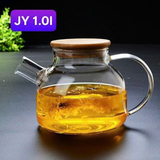 ẤM TRÀ THUỶ TINH - BÌNH PHA NƯỚC DETOX NẮP GỖ 1000ml DELI giá sỉ