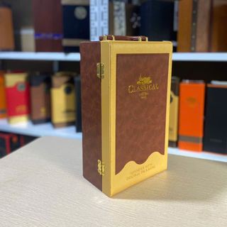 Hộp da đôi đựng rượu vang 750ml - Màu cafe